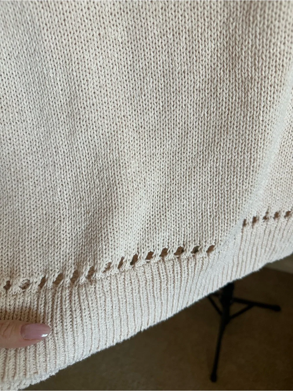 J. Crew Cream Openwork Knit Crewneck Sweater